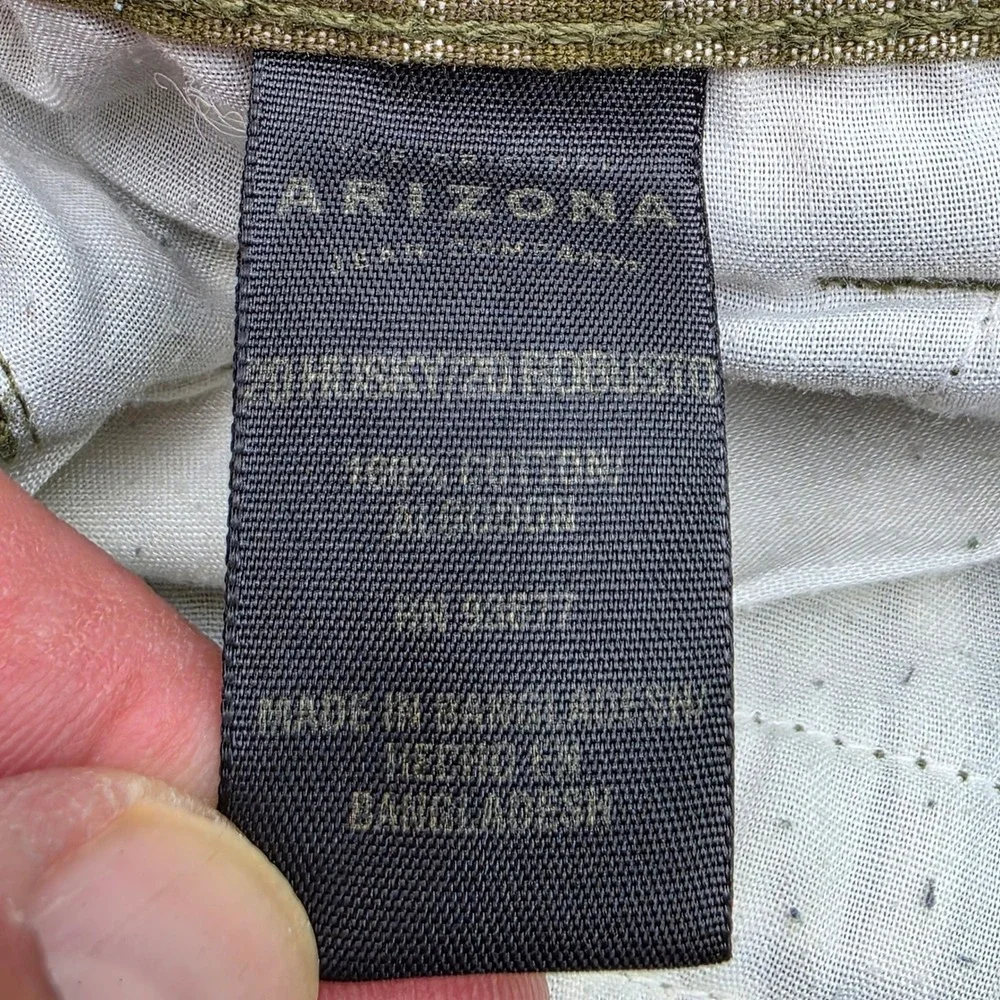 Arizona Jean Boy Plaid Cargo Shorts Size 20 Husky Green White Cotton Flap Pocket